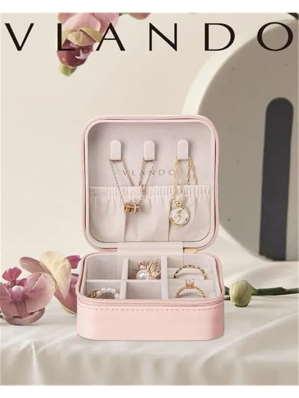 Travel Jewelry Case Organizer Mini PU Leather Ring Earring Necklace Storage Box